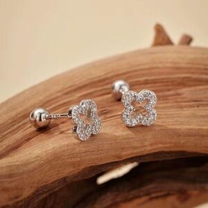 Dazzling Silver Floral Stud Earrings